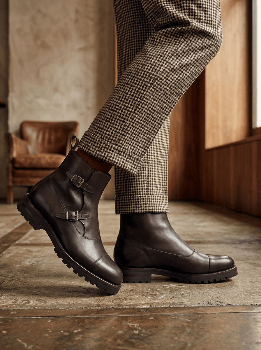 Octavian Buckle Boot dark brown calf
