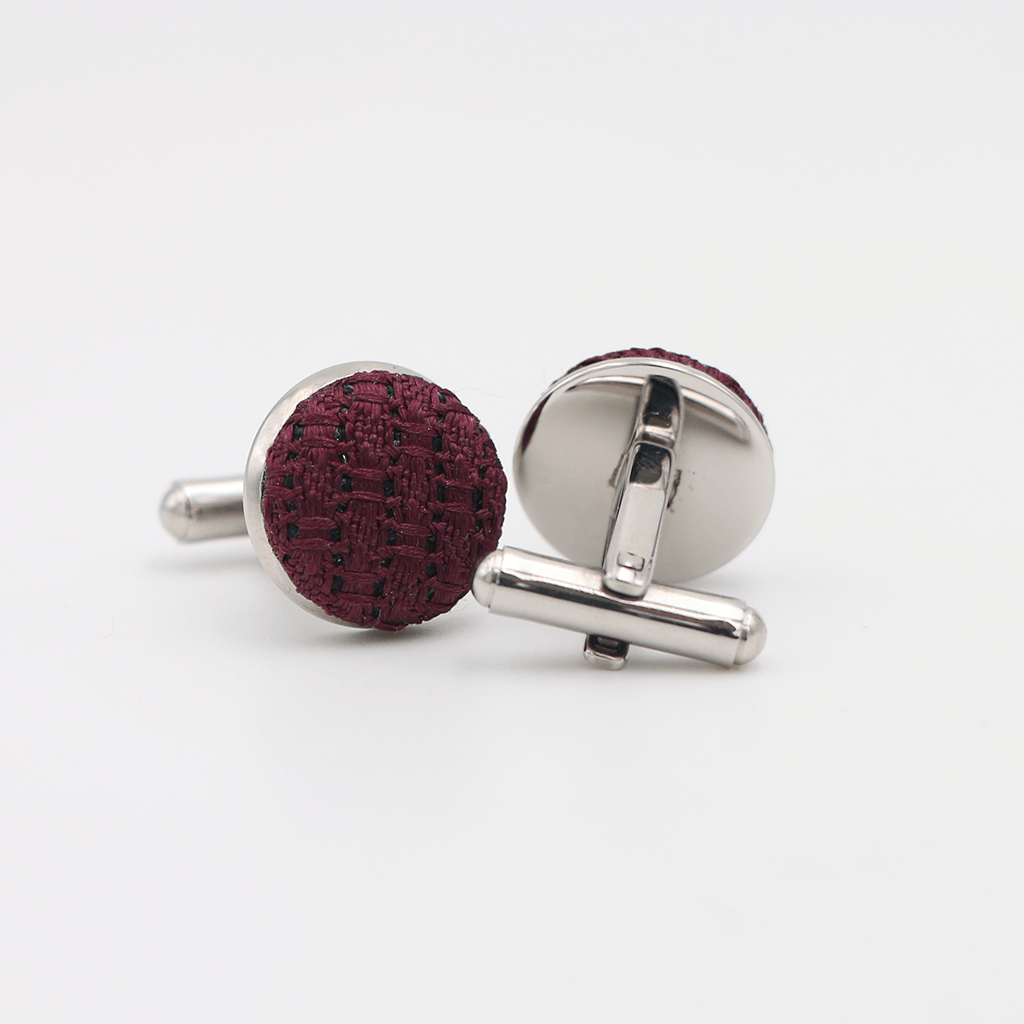 Boutons de manchette grenadine de soie prune
