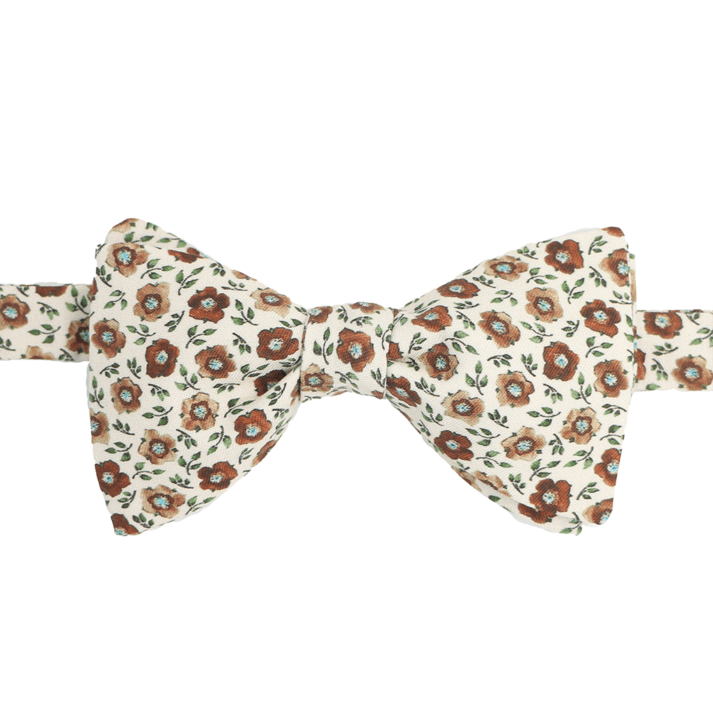 Nœud papillon viscose fleurs marron