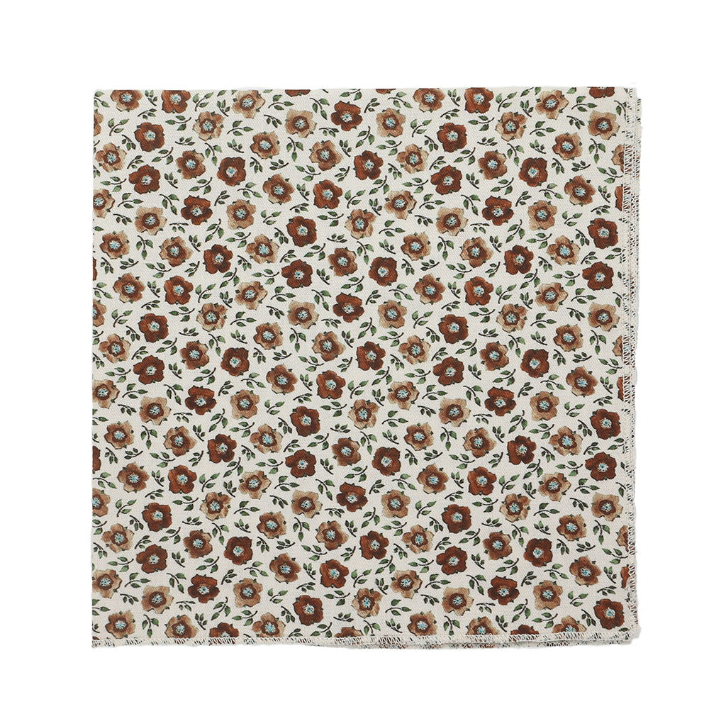 Pochette viscose fleurs marron