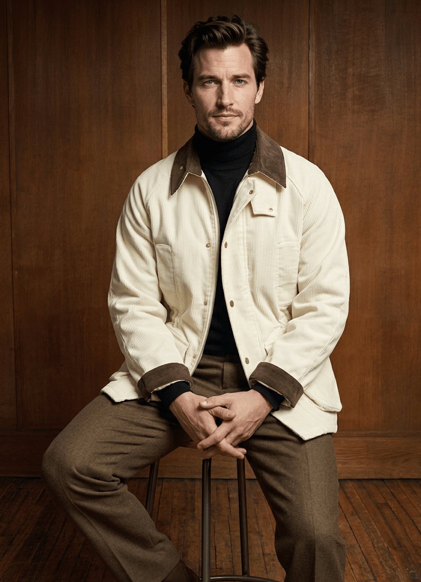 Blouson crème à col contrasté sur mesure Atelier Blatin