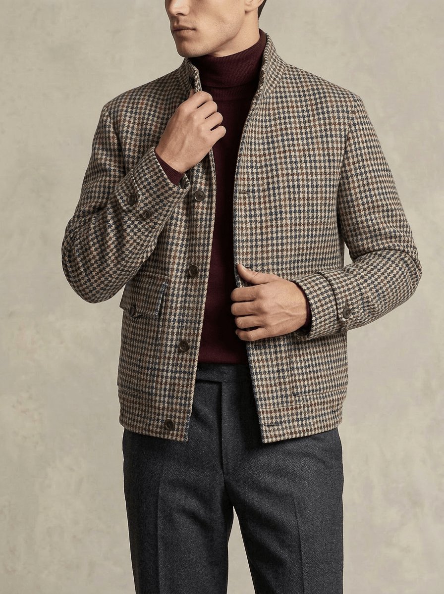 Bomber sur mesure en laine pied-de-poule, Atelier Blatin