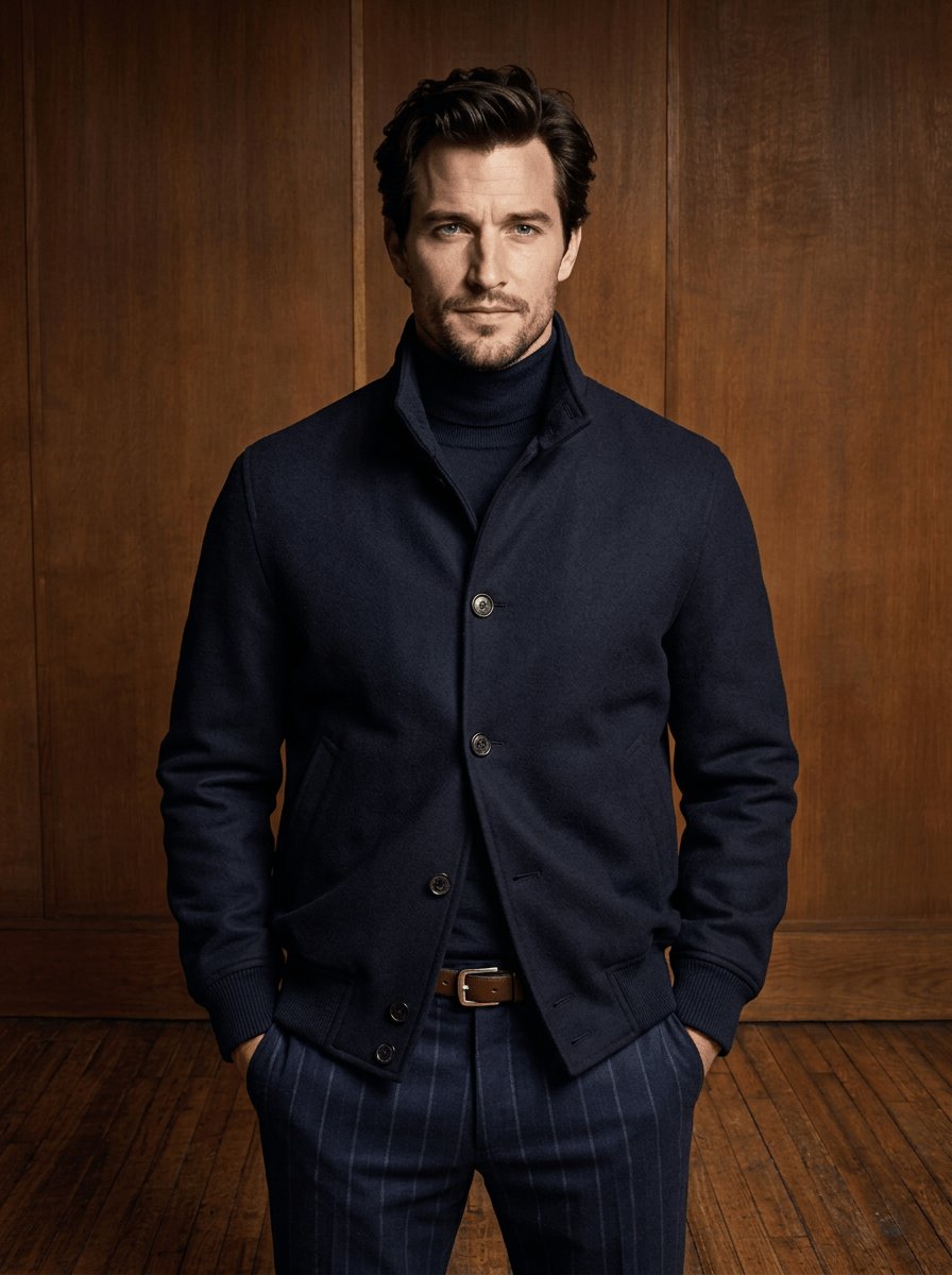 Veste en laine bleu marine sur mesure Atelier Blatin