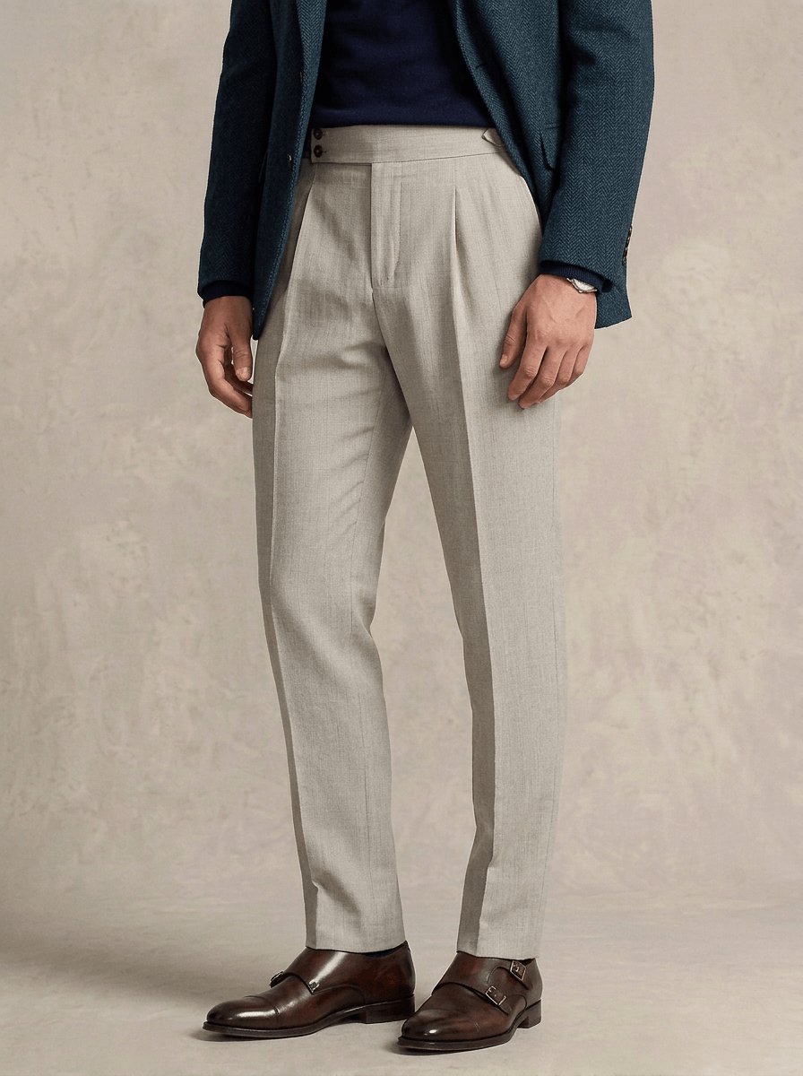 Pantalon gris clair en laine sur mesure Atelier Blatin