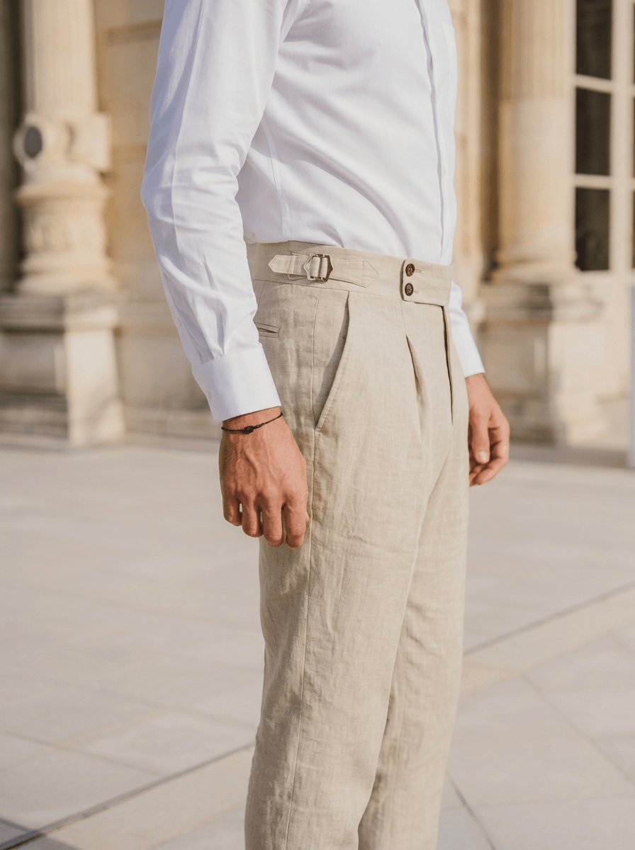 Choix de la ceinture et de l'ourlet d'un pantalon sur mesure Atelier Blatin