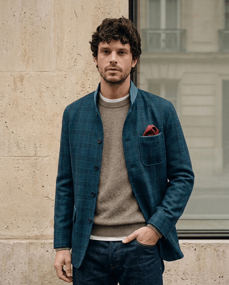 Veste autrichienne Prince de Galles en laine sur mesure Atelier Blatin