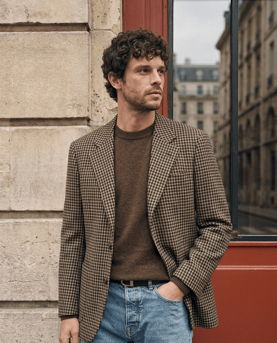 Veste à carreaux en laine sur mesure Atelier Blatin