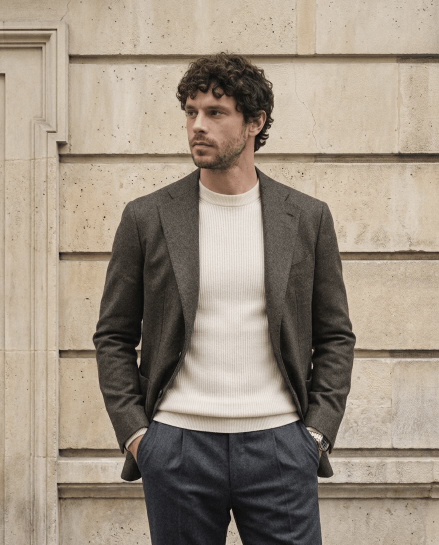 Veste grise en laine sur mesure Atelier Blatin