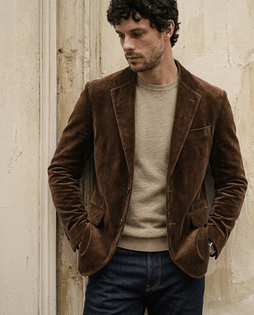 Veste marron en velours sur mesure Atelier Blatin