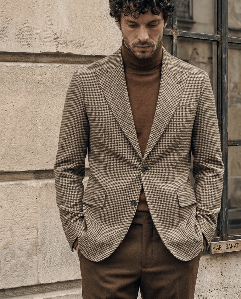 Veste pied-de-poule en laine sur mesure Atelier Blatin