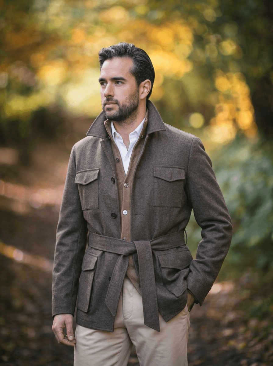 Veste saharienne en laine sur mesure Atelier Blatin